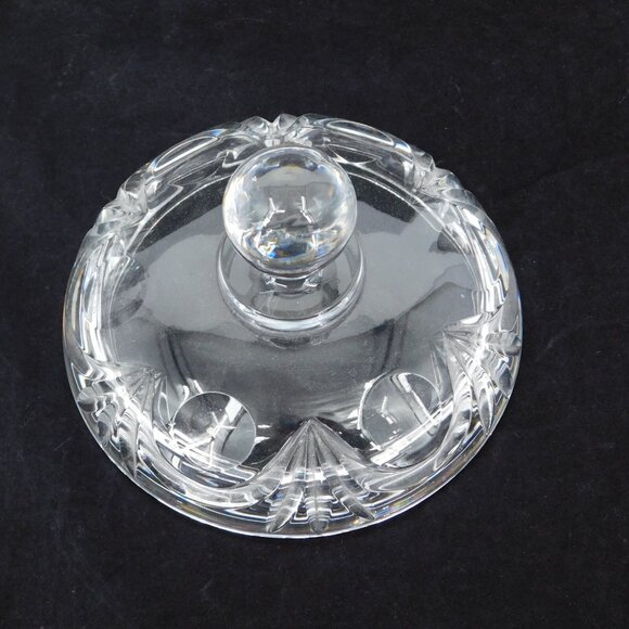 Crystal Lidded Biscuit Jar Footed Sphere Handle 5" tall with lid 8" FLAW - Picture 5 of 9
